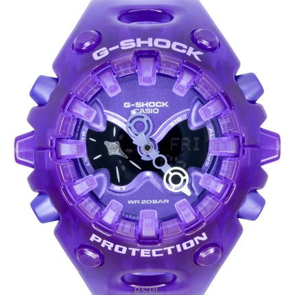 Casio G-Shock Herrenuhr mit Harzarmband, analog-digitalem Uhrwerk, lila Zifferblatt, Quarzwerk, GA-V01SKE-6A, wasserdicht bis 200 m