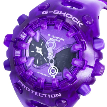 Casio G-Shock Herrenuhr mit Harzarmband, analog-digitalem Uhrwerk, lila Zifferblatt, Quarzwerk, GA-V01SKE-6A, wasserdicht bis 200 m