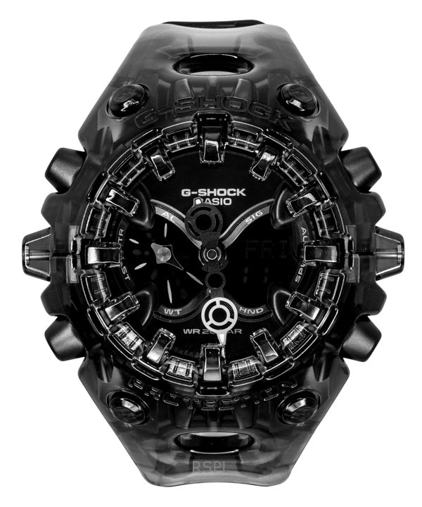 Casio G-Shock Herrenuhr mit Harzarmband, analog-digitalem Uhrwerk, schwarzem Zifferblatt, Quarzwerk, GA-V01SKE-8A, wasserdicht bis 200 m