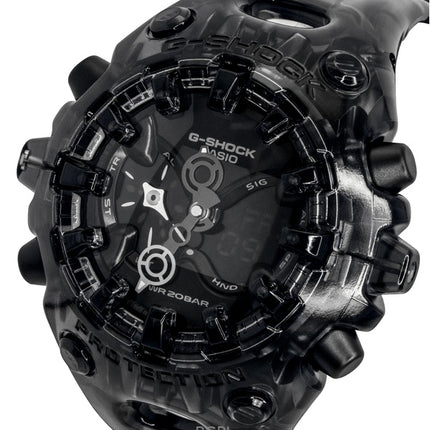Casio G-Shock Herrenuhr mit Harzarmband, analog-digitalem Uhrwerk, schwarzem Zifferblatt, Quarzwerk, GA-V01SKE-8A, wasserdicht bis 200 m