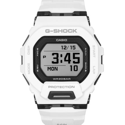 Casio G-Shock G-Squad Digital Smartphone Link Herrenuhr mit weißem Harzarmband, Quarzwerk, GBD-200-7, wasserdicht bis 200 m