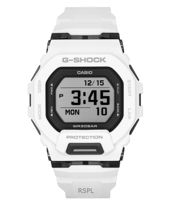 Casio G-Shock G-Squad Digital Smartphone Link Herrenuhr mit weißem Harzarmband, Quarzwerk, GBD-200-7, wasserdicht bis 200 m