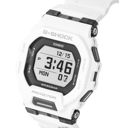 Casio G-Shock G-Squad Digital Smartphone Link Herrenuhr mit weißem Harzarmband, Quarzwerk, GBD-200-7, wasserdicht bis 200 m