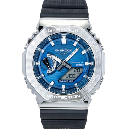Casio G-Shock G-Steel Herrenuhr mit biobasiertem Harzarmband, analog-digitalem Zifferblatt, blauem Zifferblatt und Solarfunktion, wasserdicht bis 200 m