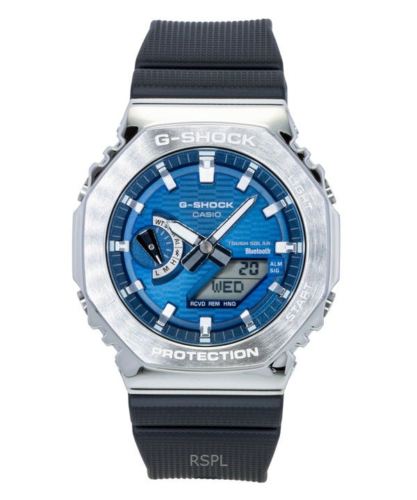 Casio G-Shock G-Steel Herrenuhr mit biobasiertem Harzarmband, analog-digitalem Zifferblatt, blauem Zifferblatt und Solarfunktion, wasserdicht bis 200 m