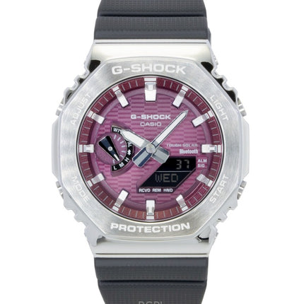 Casio G-Shock G-Steel Herrenuhr mit biobasiertem Harzarmband, analog-digitalem, rosafarbenem Zifferblatt und Solarfunktion (GBM-2100A-4B, wasserdicht bis 200 m).