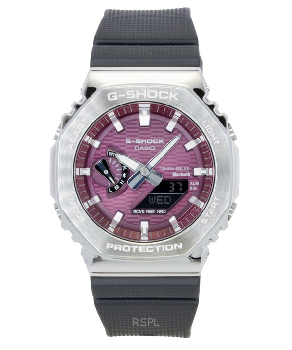 Casio G-Shock G-Steel Herrenuhr mit biobasiertem Harzarmband, analog-digitalem, rosafarbenem Zifferblatt und Solarfunktion (GBM-2100A-4B, wasserdicht bis 200 m).