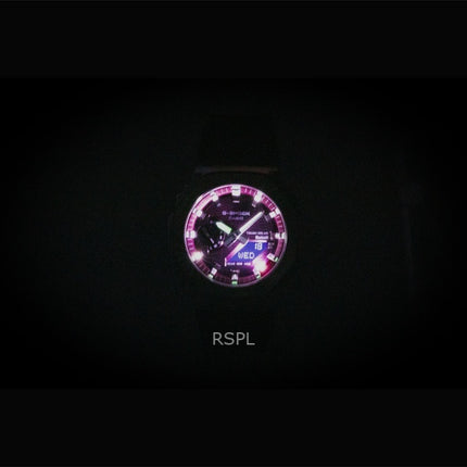 Casio G-Shock G-Steel Herrenuhr mit biobasiertem Harzarmband, analog-digitalem, rosafarbenem Zifferblatt und Solarfunktion (GBM-2100A-4B, wasserdicht bis 200 m).
