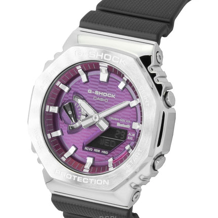 Casio G-Shock G-Steel Herrenuhr mit biobasiertem Harzarmband, analog-digitalem, rosafarbenem Zifferblatt und Solarfunktion (GBM-2100A-4B, wasserdicht bis 200 m).