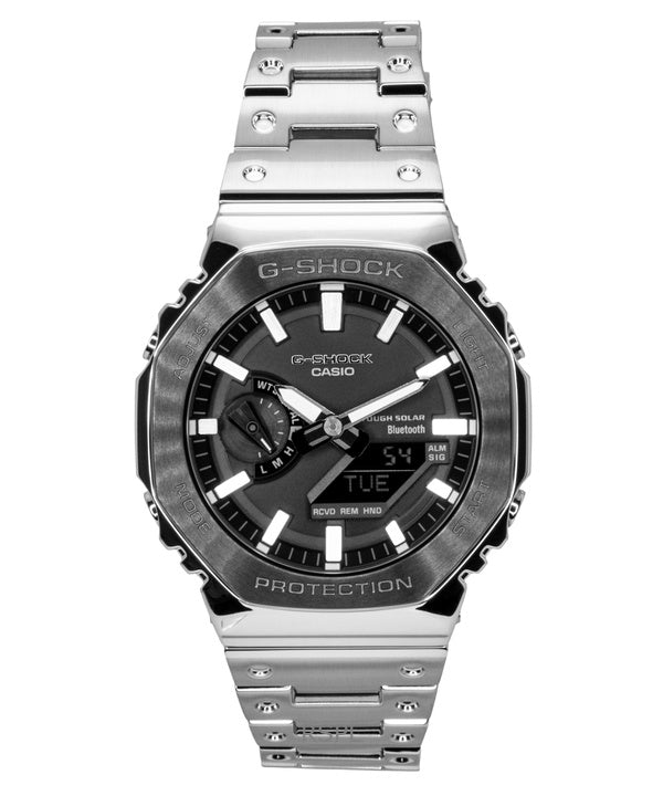 Casio G-Shock Analog-Digital-Herrenuhr aus Vollmetall mit Smartphone-Funktion, schwarzem Zifferblatt und Solarfunktion, GM-B2100BT-1A, wasserdicht bis 200 m