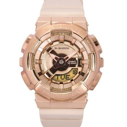Casio G-Shock Analog-Digital-Harzarmband Roségoldfarbener Quarz GM-S110PG-4A 200 Damenuhr