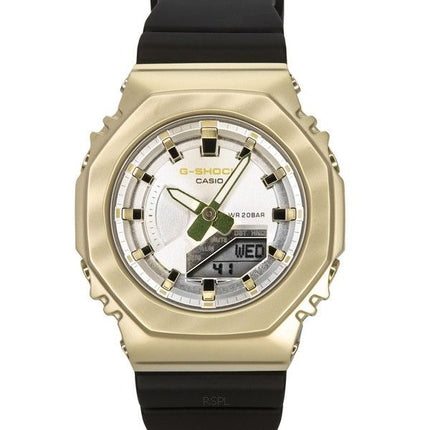 Casio G-Shock Metallverkleidetes analoges digitales Harzarmband silbernes Zifferblatt Quarz GM-S2100BC-1A 200M Damenuhr