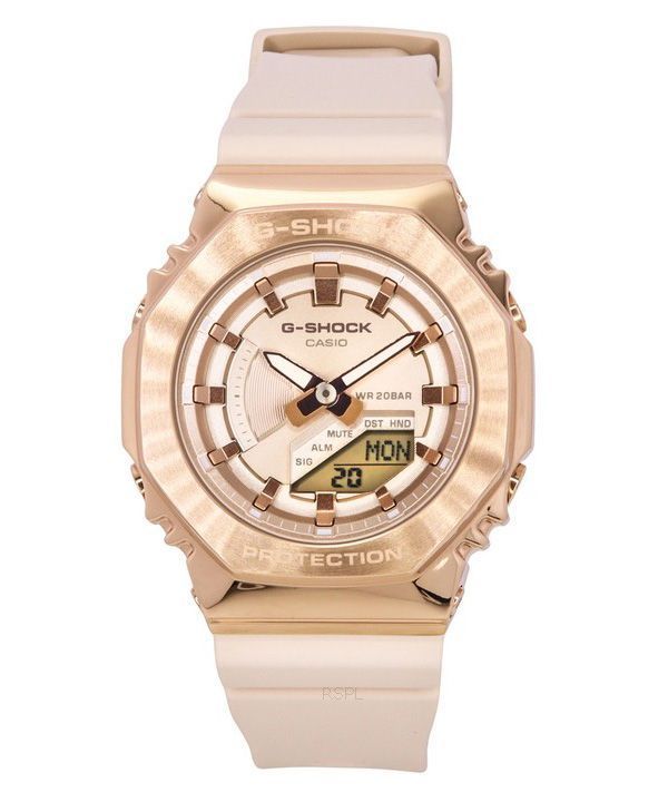Casio G-Shock Analog Digital Harzarmband Roségoldfarbenes Zifferblatt Quarz GM-S2100PG-4A 200M Damenuhr