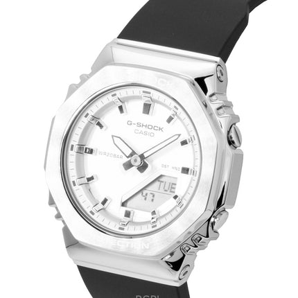 Casio G-Shock Analog-Digital Damenuhr aus biobasiertem Harz mit silbernem Zifferblatt, Quarzwerk, GM-S2110-1A7, wasserdicht bis 200 m