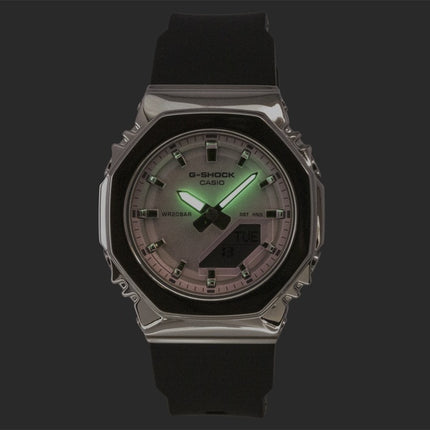 Casio G-Shock Analog-Digital-Damenuhr mit rosa Zifferblatt, Kunstharzarmband, Quarzwerk, GM-S2110SR-1A, wasserdicht bis 200 m