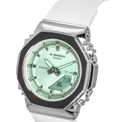 Casio G-Shock Analog-Digital Damenuhr mit grünem Zifferblatt, Kunstharzarmband, Quarzwerk, GM-S2110SR-7A, wasserdicht bis 200 m