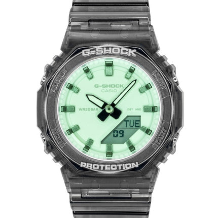 Casio G-Shock Analog-Digital Damenuhr mit grünem Zifferblatt, Kunstharzarmband, Quarzwerk, Modell GMA-P2100SR-1A, wasserdicht bis 200 m