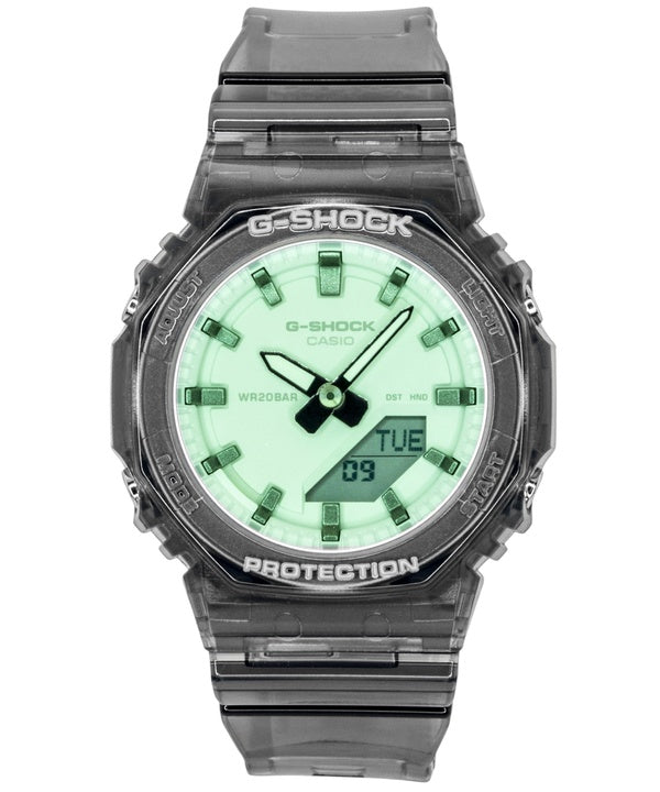 Casio G-Shock Analog-Digital Damenuhr mit grünem Zifferblatt, Kunstharzarmband, Quarzwerk, Modell GMA-P2100SR-1A, wasserdicht bis 200 m