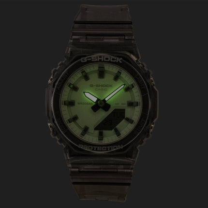 Casio G-Shock Analog-Digital Damenuhr mit grünem Zifferblatt, Kunstharzarmband, Quarzwerk, Modell GMA-P2100SR-1A, wasserdicht bis 200 m