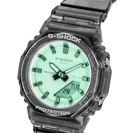 Casio G-Shock Analog-Digital Damenuhr mit grünem Zifferblatt, Kunstharzarmband, Quarzwerk, Modell GMA-P2100SR-1A, wasserdicht bis 200 m