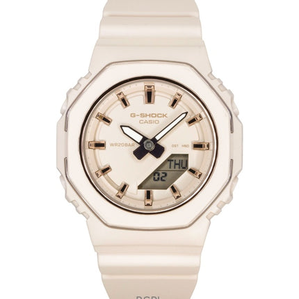 Casio G-Shock Analog-Digital Damenuhr mit Armband aus biobasiertem Harz, beigem Zifferblatt, Quarzwerk, GMA-P2110-4A, wasserdicht bis 200 m