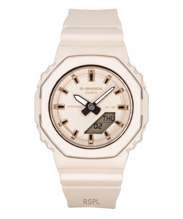 Casio G-Shock Analog-Digital Damenuhr mit Armband aus biobasiertem Harz, beigem Zifferblatt, Quarzwerk, GMA-P2110-4A, wasserdicht bis 200 m