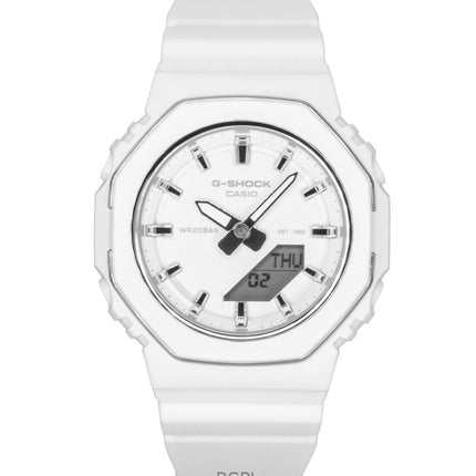 Casio G-Shock Analog-Digital Damenuhr mit biobasiertem Harzarmband, weißem Zifferblatt, Quarzwerk, GMA-P2110-7A, wasserdicht bis 200 m