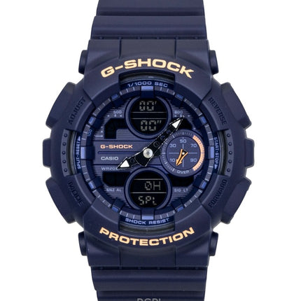 Casio G-Shock Analog-Digital-Damenuhr aus biobasiertem Harz mit blauem Zifferblatt, Quarzwerk, GMA-S140-2A2, wasserdicht bis 200 m