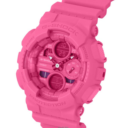 Casio G-Shock Pink Ribbon Damenuhr mit Armband aus biobasiertem Harz, analog/digital, rosa Zifferblatt, Quarzwerk, GMA-S145PK-4A, wasserdicht bis 200 m