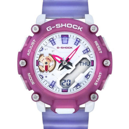Generalüberholte Casio G-Shock Damenuhr, analog/digital, mit durchscheinendem Harzarmband, Quarzwerk, Modell GMA-S2200PE-6A, wasserdicht bis 200 m