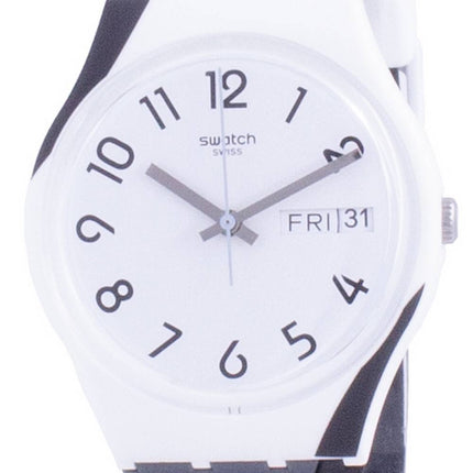 Swatch Greytwist Silikonarmband Quarz GW711 Herrenuhr mit weißem Zifferblatt