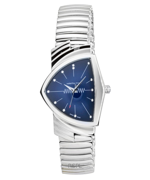 Hamilton Ventura Herrenuhr aus Edelstahl mit blauem Zifferblatt und Quarzwerk H24411142