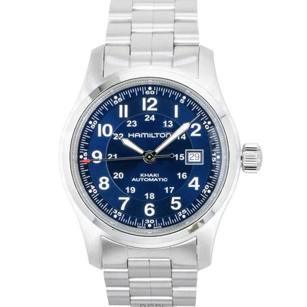 Hamilton Herrenuhr aus khakifarbenem Edelstahl mit blauem Zifferblatt, Automatik, H70605140, wasserdicht bis 100 m