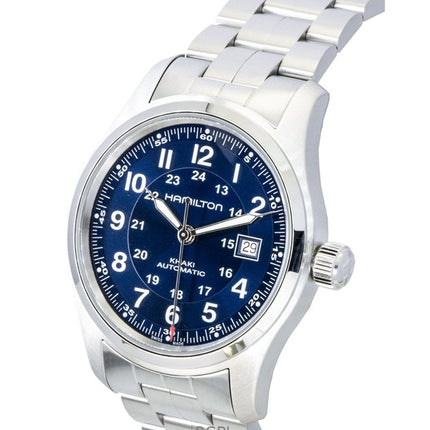 Hamilton Herrenuhr aus khakifarbenem Edelstahl mit blauem Zifferblatt, Automatik, H70605140, wasserdicht bis 100 m