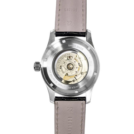Hamilton Khaki Field Murph Herrenuhr mit Lederarmband, schwarzem Zifferblatt, Automatik, H70605732, wasserdicht bis 100 m, inklusive zusätzlichem Armband