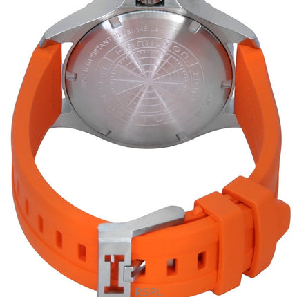 Hamilton Khaki Navy Scuba Orange Kautschukarmband schwarzes Zifferblatt Automatik H82395331 100M Herrenuhr