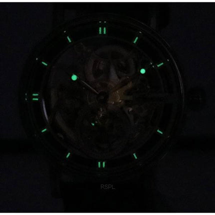 Ingersoll The Herald Automatik-Herrenuhr I00402B mit Lederarmband und silbernem Skelettzifferblatt