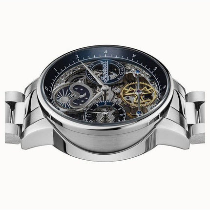 Ingersoll The Jazz Automatik-Herrenuhr I07707 aus Edelstahl mit blauem Skelett-Zifferblatt