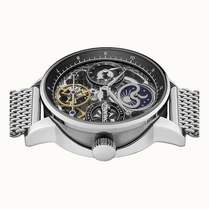Ingersoll The Jazz Sonnen- und Mondphase Edelstahl Skelett Schwarzes Zifferblatt Automatik I07708 Herrenuhr