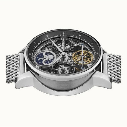 Ingersoll The Jazz Sonnen- und Mondphase Edelstahl Skelett Schwarzes Zifferblatt Automatik I07708 Herrenuhr