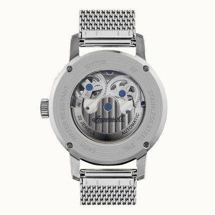 Ingersoll The Jazz Sonnen- und Mondphase Edelstahl Skelett Schwarzes Zifferblatt Automatik I07708 Herrenuhr