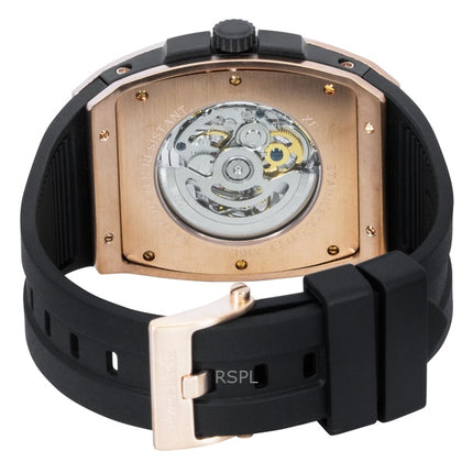 Ingersoll The Challenger Herrenuhr mit PU-Kautschukarmband, silbernem Skelettzifferblatt und Automatikwerk, Modell I12302