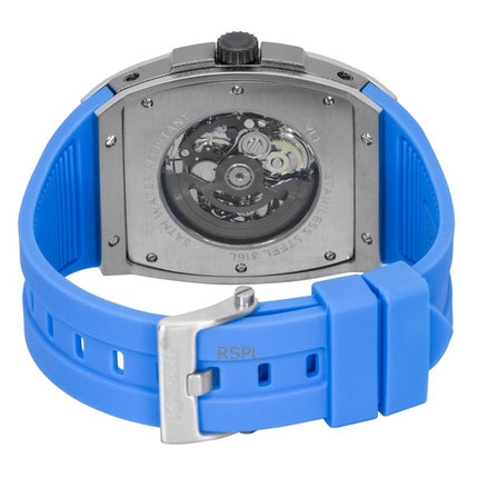 Ingersoll The Challenger Herrenuhr mit Polyurethanarmband, blauem Skelettzifferblatt und Automatik, Modell I12308