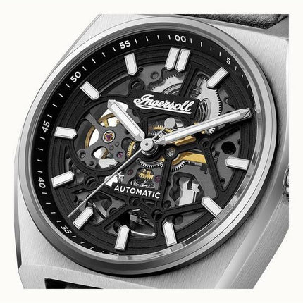 Ingersoll The Vert Lederarmband Skelett schwarzes Zifferblatt Automatik I14301 Herrenuhr