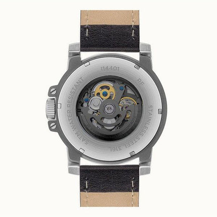 Ingersoll The Freestyle Lederarmband Skelett schwarzes Zifferblatt Automatik I14401 Herrenuhr