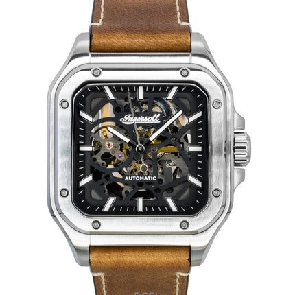 Ingersoll The Ollie Lederarmband Schwarzes Skelett-Zifferblatt Automatik I14503 Herrenuhr