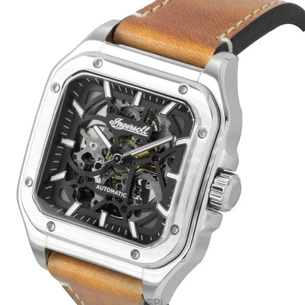 Ingersoll The Ollie Lederarmband Schwarzes Skelett-Zifferblatt Automatik I14503 Herrenuhr