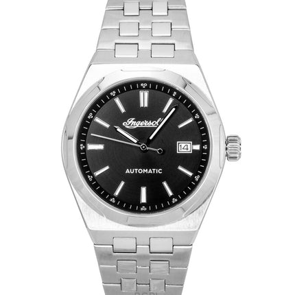 Ingersoll The Rider Herrenuhr aus Edelstahl mit schwarzem Zifferblatt und Automatikwerk, Modell I16801