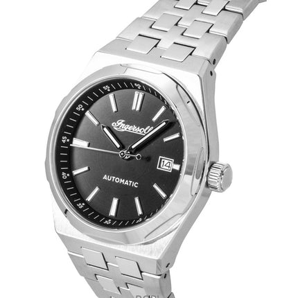 Ingersoll The Rider Herrenuhr aus Edelstahl mit schwarzem Zifferblatt und Automatikwerk, Modell I16801