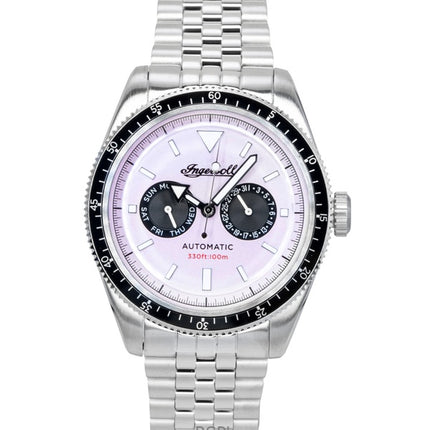 Ingersoll Outlaw Edelstahl Herrenuhr mit rosa Zifferblatt, Automatik, Modell I17201